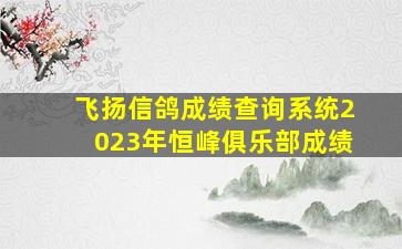 飞扬信鸽成绩查询系统2023年恒峰俱乐部成绩