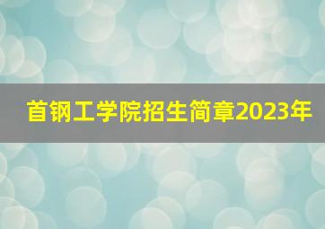 首钢工学院招生简章2023年