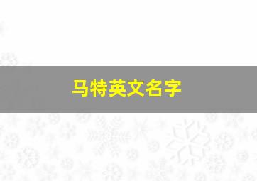 马特英文名字