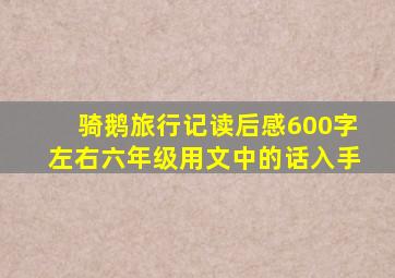 骑鹅旅行记读后感600字左右六年级用文中的话入手