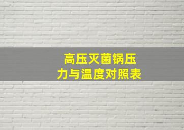 高压灭菌锅压力与温度对照表