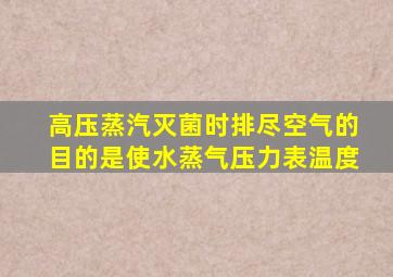 高压蒸汽灭菌时排尽空气的目的是使水蒸气压力表温度