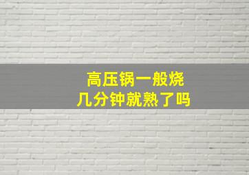 高压锅一般烧几分钟就熟了吗