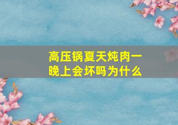 高压锅夏天炖肉一晚上会坏吗为什么