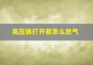 高压锅打开前怎么放气