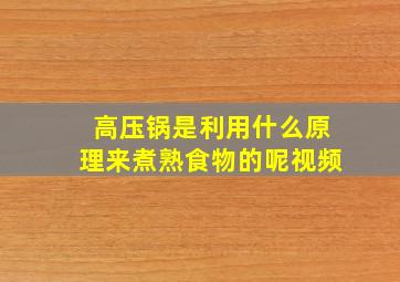 高压锅是利用什么原理来煮熟食物的呢视频