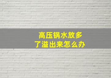 高压锅水放多了溢出来怎么办