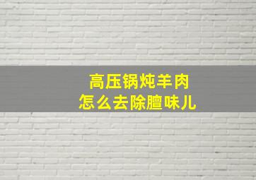 高压锅炖羊肉怎么去除膻味儿