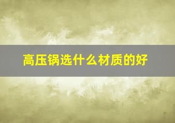 高压锅选什么材质的好