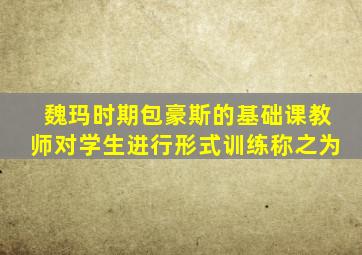 魏玛时期包豪斯的基础课教师对学生进行形式训练称之为