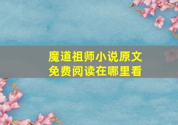 魔道祖师小说原文免费阅读在哪里看