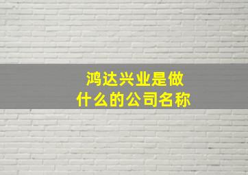 鸿达兴业是做什么的公司名称