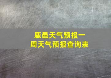 鹿邑天气预报一周天气预报查询表