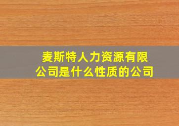 麦斯特人力资源有限公司是什么性质的公司