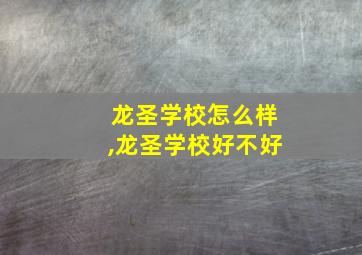 龙圣学校怎么样,龙圣学校好不好