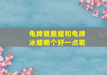 龟牌镀膜蜡和龟牌冰蜡哪个好一点呢