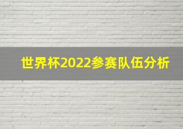 世界杯2022参赛队伍分析