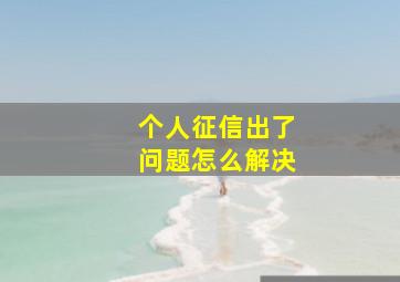 个人征信出了问题怎么解决