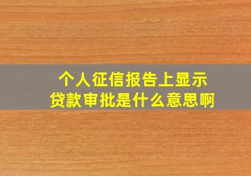 个人征信报告上显示贷款审批是什么意思啊