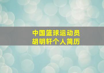 中国篮球运动员胡明轩个人简历