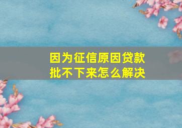 因为征信原因贷款批不下来怎么解决