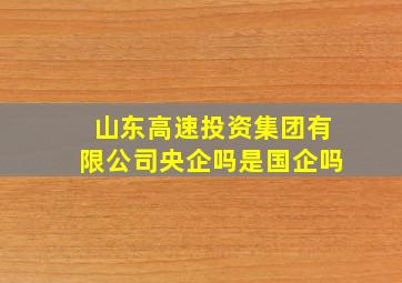 山东高速投资集团有限公司央企吗是国企吗