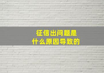 征信出问题是什么原因导致的