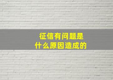 征信有问题是什么原因造成的