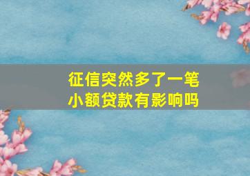 征信突然多了一笔小额贷款有影响吗