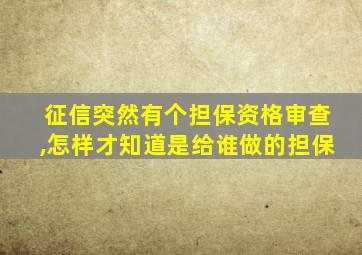 征信突然有个担保资格审查,怎样才知道是给谁做的担保