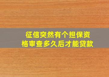 征信突然有个担保资格审查多久后才能贷款