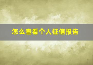 怎么查看个人征信报告