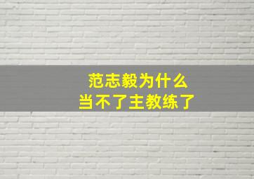 范志毅为什么当不了主教练了