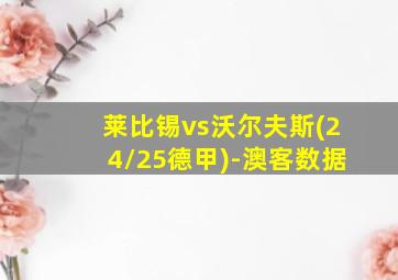 莱比锡vs沃尔夫斯(24/25德甲)-澳客数据