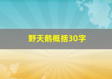 野天鹅概括30字