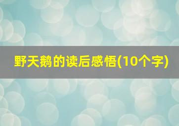 野天鹅的读后感悟(10个字)