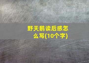 野天鹅读后感怎么写(10个字)