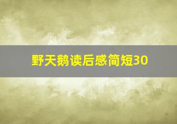 野天鹅读后感简短30